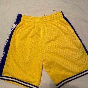 Mens Mitchell & Ness Gold Golden State Warriors 1974-75 Hardwood Classics Shorts